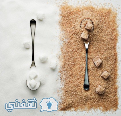 Contrasting sugar, turbinado sugar and sugar cubes with spoons