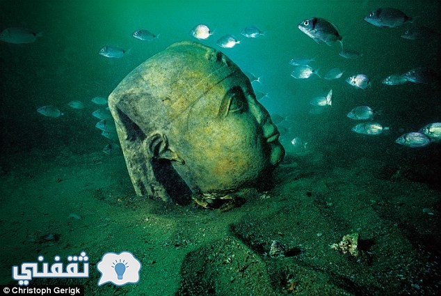 رأس ابي الهول ضمن تماثيل مدينة هرقليون الغارقة في الاسكندرية