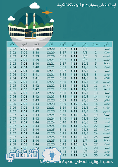 مواقيت-الصلاة-في-مكة-والمدينة خلال شهر رمضان