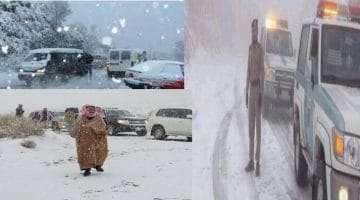 الأمطار الثلجية تعطل حركة المرور في السعودية