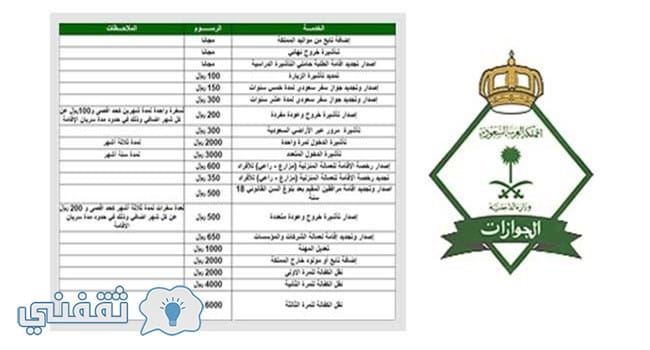 Ø§Ù„Ø³Ø¹ÙˆØ¯ÙŠØ© ØªÙ†Ø´Ø± Ø±Ø³ÙˆÙ… ØªØ£Ø´ÙŠØ±Ø© Ø§Ù„Ø®Ø±ÙˆØ¬ Ø§Ù„Ù†Ù‡Ø§Ø¦ÙŠ Ù…Ù† Ø§Ù„Ù…Ù…Ù„ÙƒØ© ÙˆØªØ£Ø´ÙŠØ±Ø© Ù†Ù‚Ù„ Ø§Ù„ÙƒÙØ§Ù„Ø© ÙˆØªØ£Ø´ÙŠØ±Ø© Ø§Ù„Ø²ÙŠØ§Ø±Ø© Ø§Ù„Ø¹Ø§Ø¦Ù„ÙŠØ© ÙˆØªØ£Ø´ÙŠØ±Ø© Ø§Ù„Ø¯Ø®ÙˆÙ„ Ù„Ø¹Ø§Ù… 2018 Ø«Ù‚ÙÙ†ÙŠ