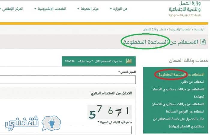 الاستعلام عن المساعدة المقطوعة