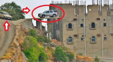 أخطر موقف للسيارة في السعودية.. مواطن يصمم مكان غريب لركن سيارته في أعلى جبال فيفاء