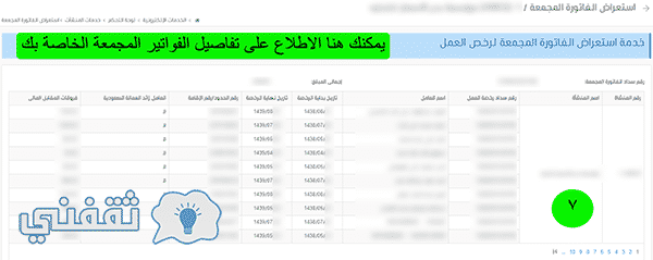 استفسار عن الفاتورة المجمعة