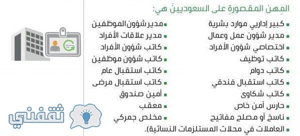 قائمة المهن المسعودة وزارة العمل