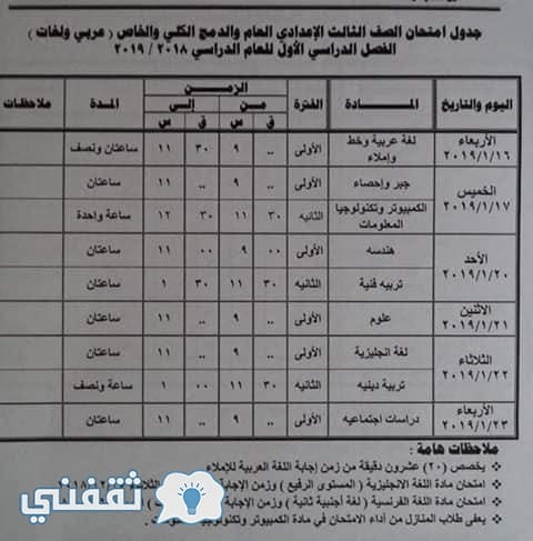 جدل ومواعيد امتحانات محافظة الجيزة 2019 الترم الأول