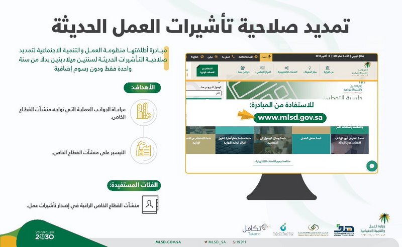 تمديد صلاحية تأشيرات العمل لسنتين بدلا من سنة بدون رسوم إضافية