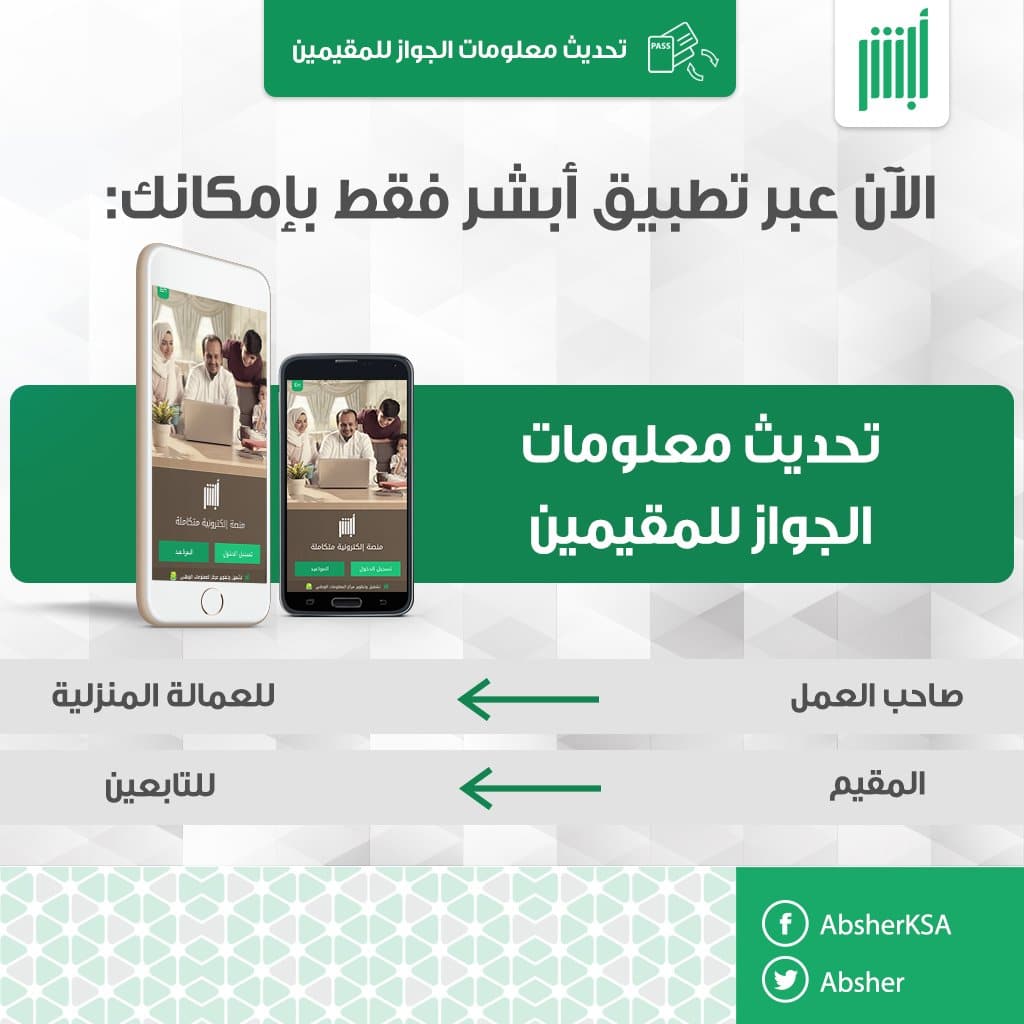 نموذج تحديث بيانات جواز السفر للمقيمين بالسعودية