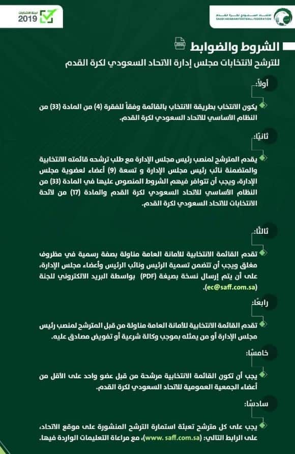 شروط الترشح لمنصب إدارة الاتحاد السعودي لكرة القدم