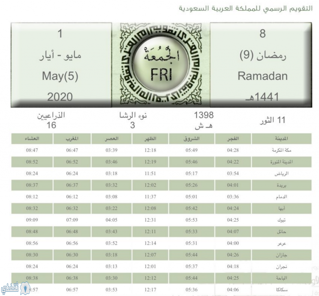 موعد صلاة العصر في تبوك غدا