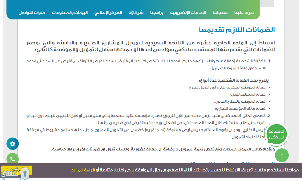 تمويل المشروع والضمانات المطلوبة