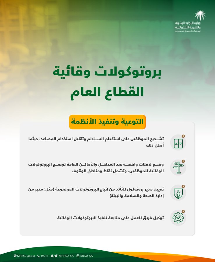 بروتوكولات الوقائية القطاع العام