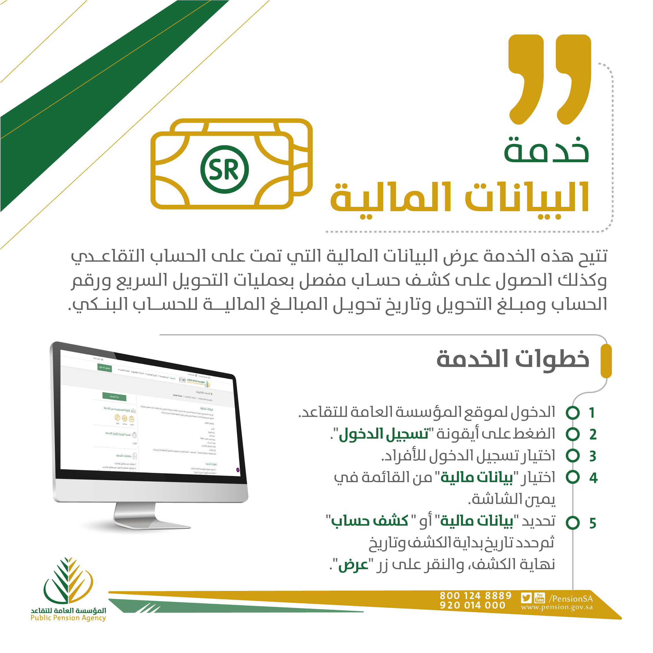 المؤسسة العامة للتقاعد تطلق خدمة البيانات المالية
