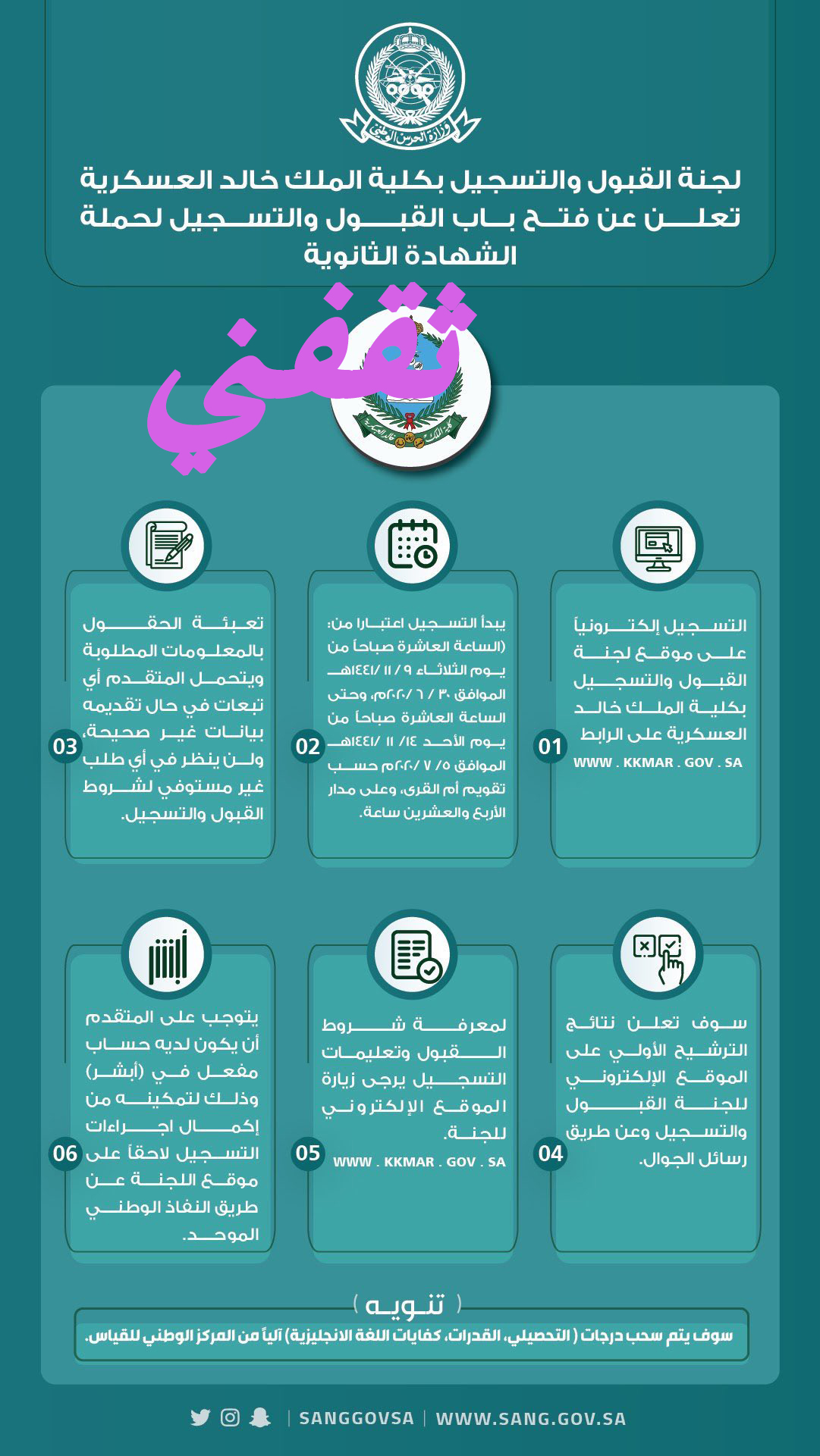 التسجيل بكلية الملك خالد العسكرية