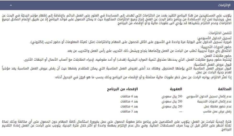 حالات الإقصاء من برنامج حافز