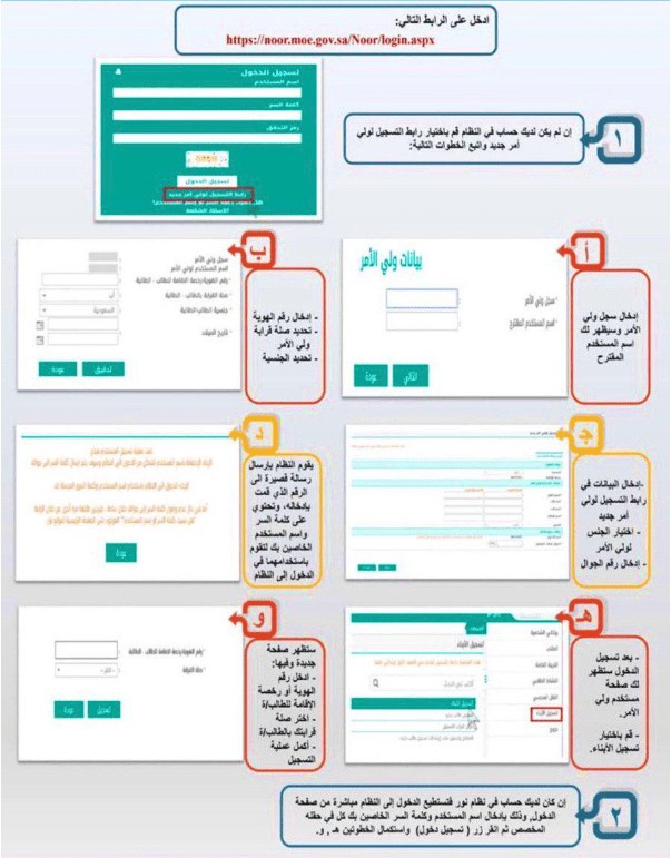 نظام نور تسجيل الصف الأول الابتدائي
