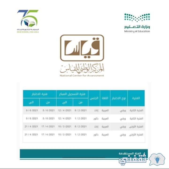عاجل بدء التسجيل في الاختبار التحصيلي 1442 على موقع قياس بالخطوات