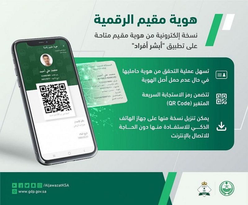 أبشر تفعيل الهوية الوطنية وهوية المقيم