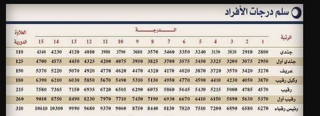 المباحث راتب سلم رواتب