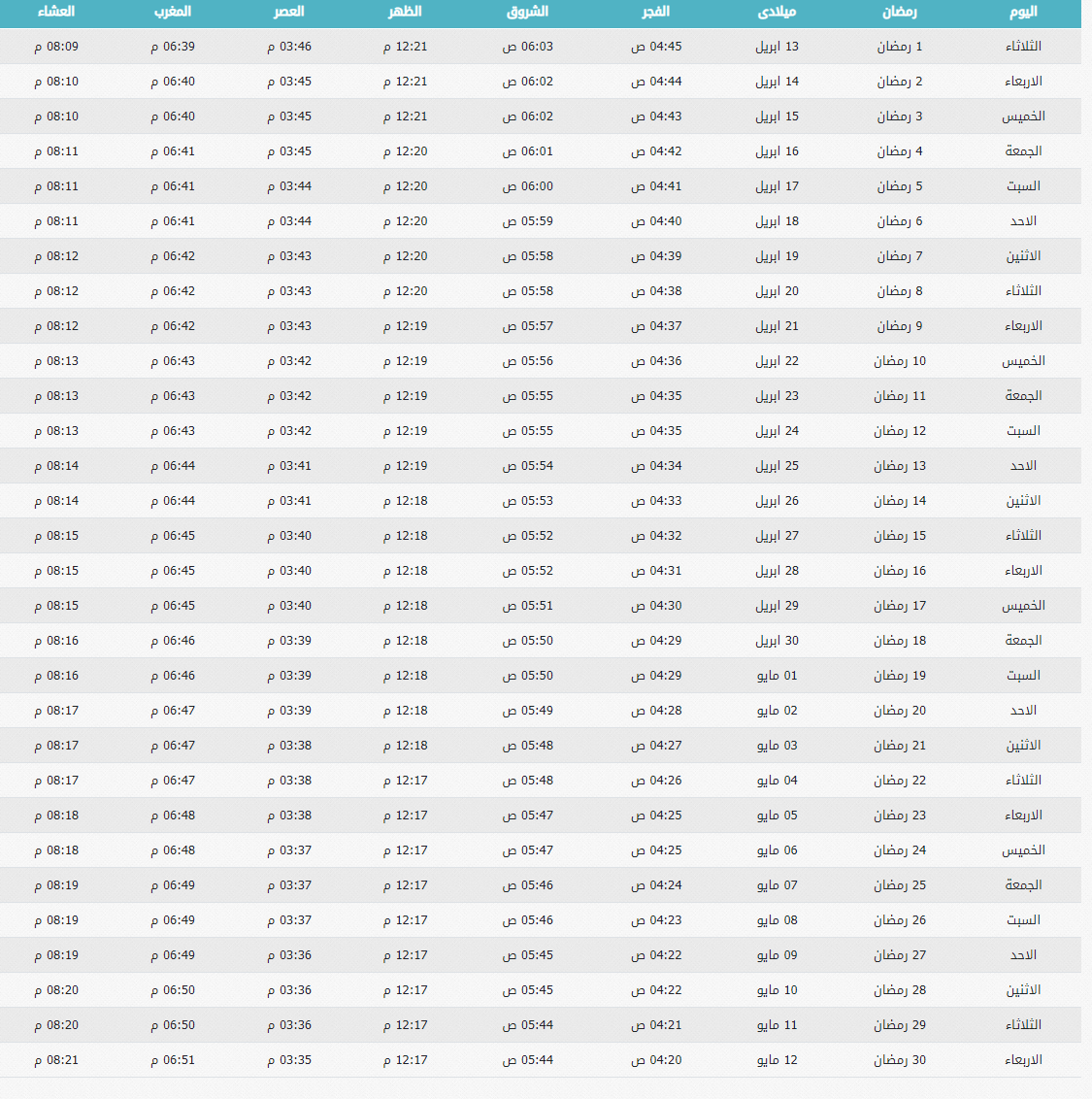 رمضان 2021 السعودية امساكية امساكية رمضان