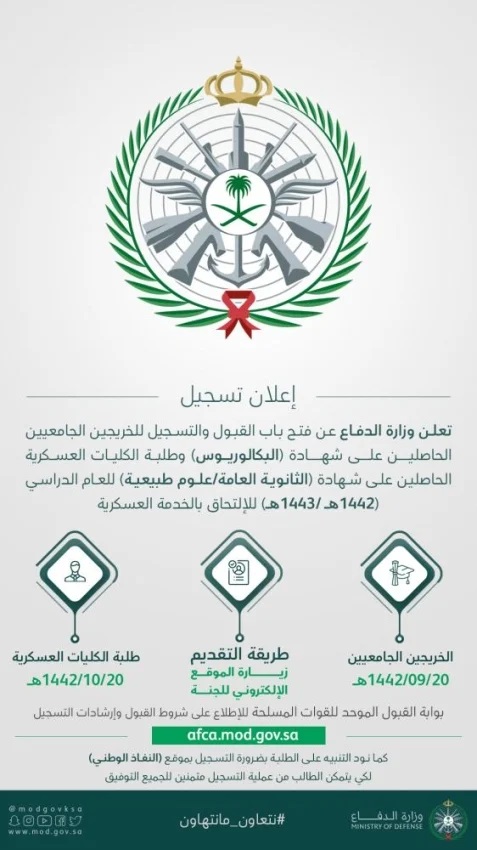 الإعلان-عن-شروط-الالتحاق-بالخدمة-العسكرية-و-موعد-فتح-التسجيل-للطلاب