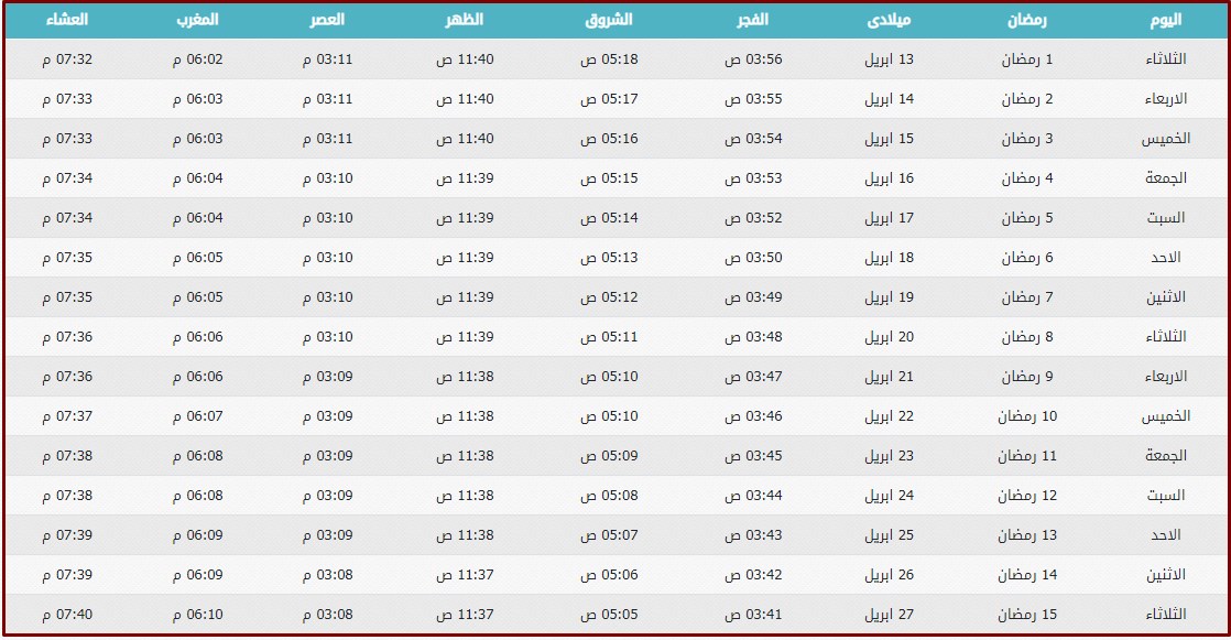 توقيت الصلاة الدمام