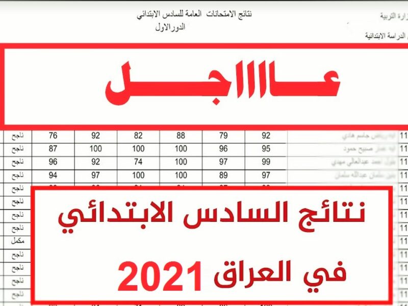 ظهور نتائج الصف السادس الابتدائي 2021 بالعراق