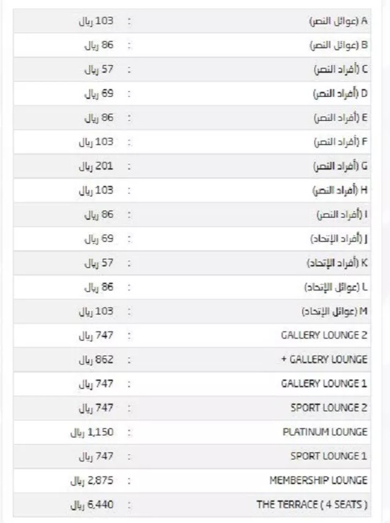 أسعار تذاكر مباريات الدوري السعودي وموعد مباراة النصر والاتحاد في دوري المحترفين