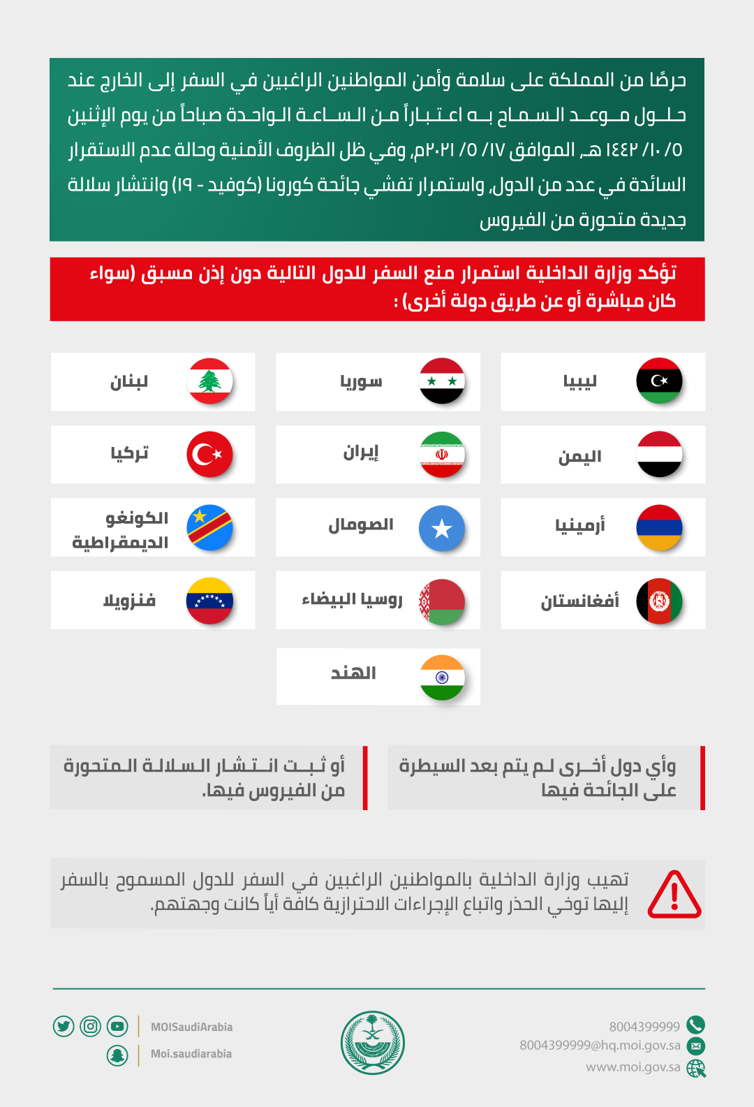 الدول الغير مسموح السفر إليها