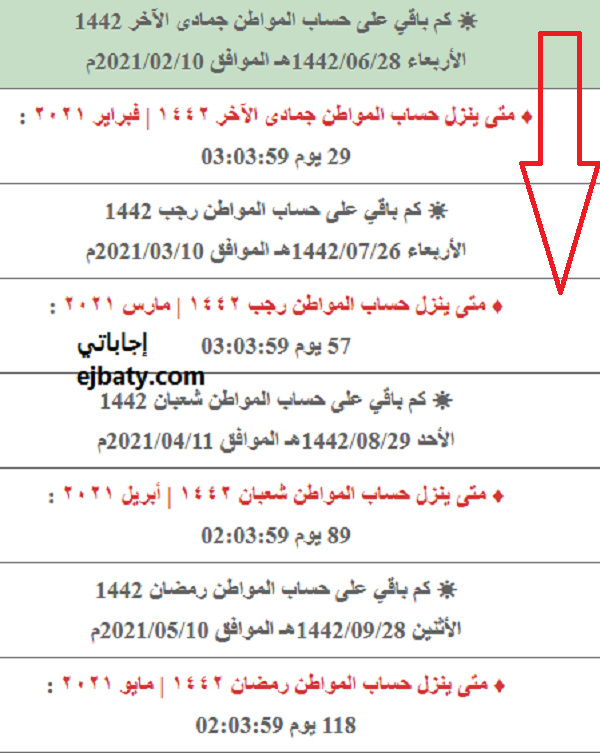 فترة التسجيل في حساب المواطن