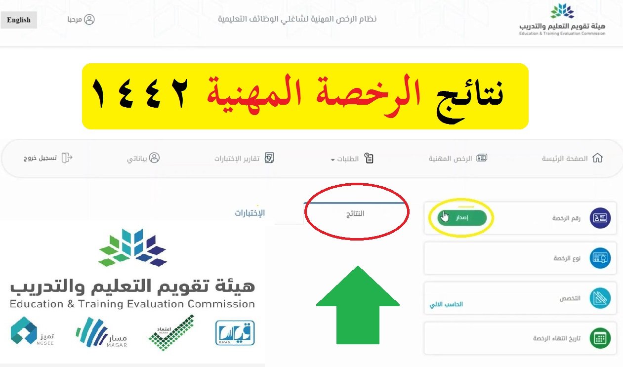 رابط نتائج الرخصة المهنية للمعلمين والمعلمات 1442