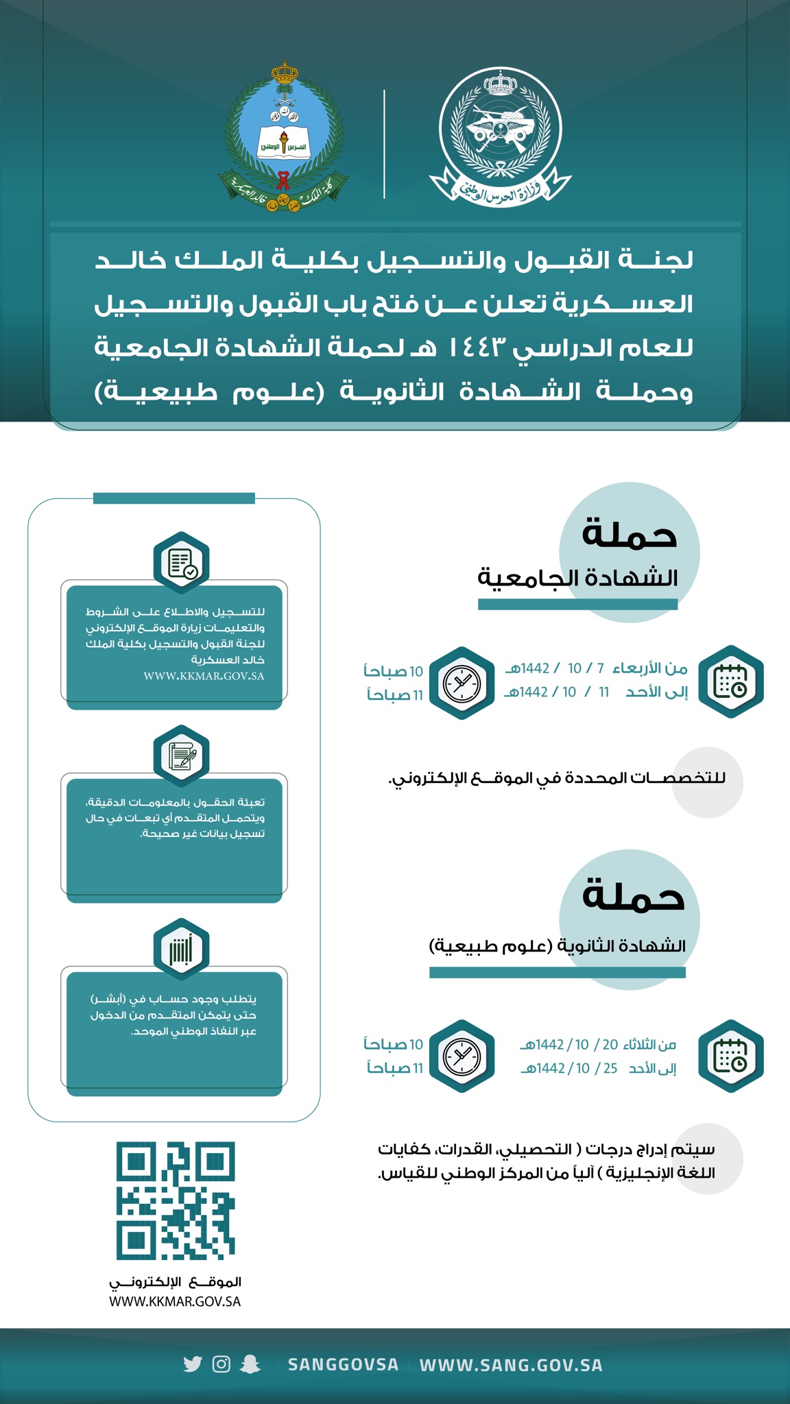رابط كلية الملك خالد العسكرية تسجيل الحرس الوطني للضباط الجامعيين