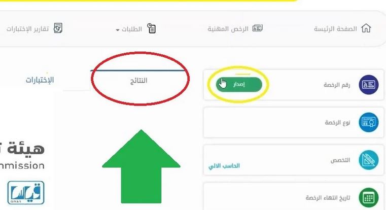 نتائج الرخصة المهنية