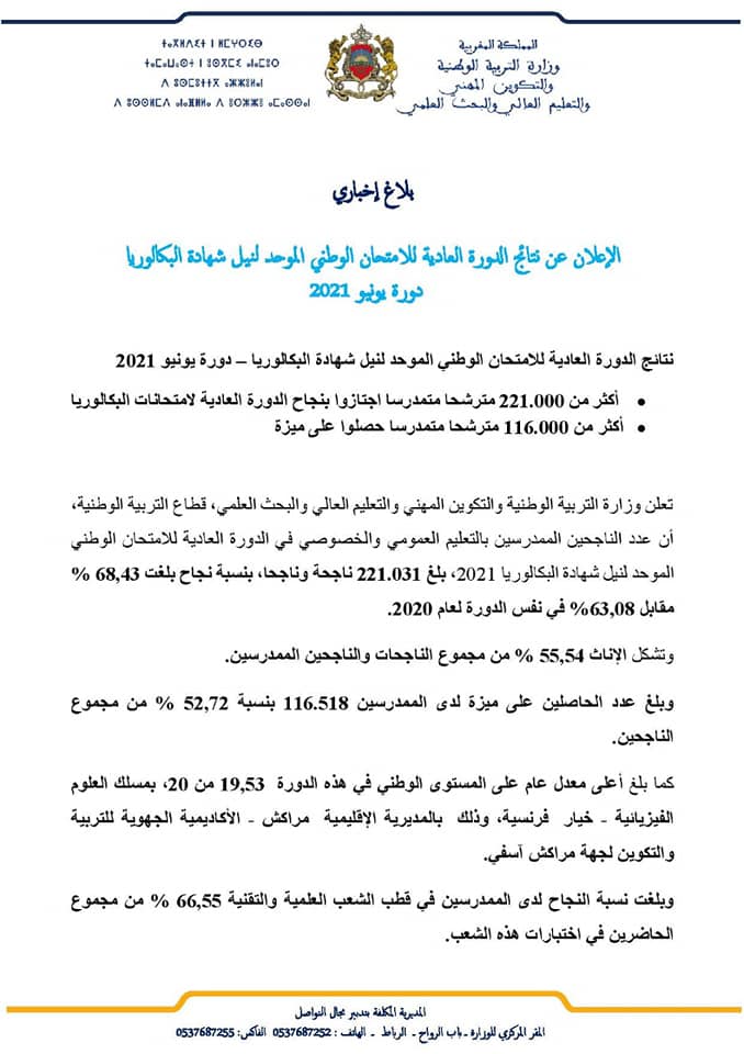 الإعلان عن نتائج البكالوريا