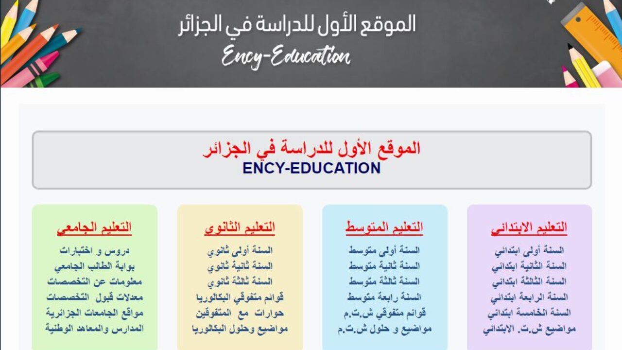 رابط الموقع الاول للدراسة في الجزائر 2021 للتعليم المتوسط والثانوي والابتدائي والجامعي