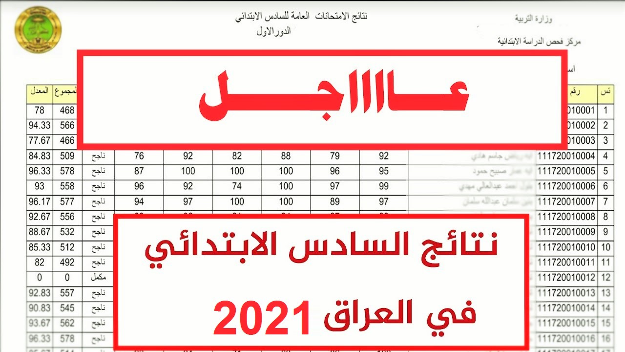 نتائج السادس الابتدائي 2021 معرفة النتائج خلال موقع وزارة التربية والتعليم العراقية