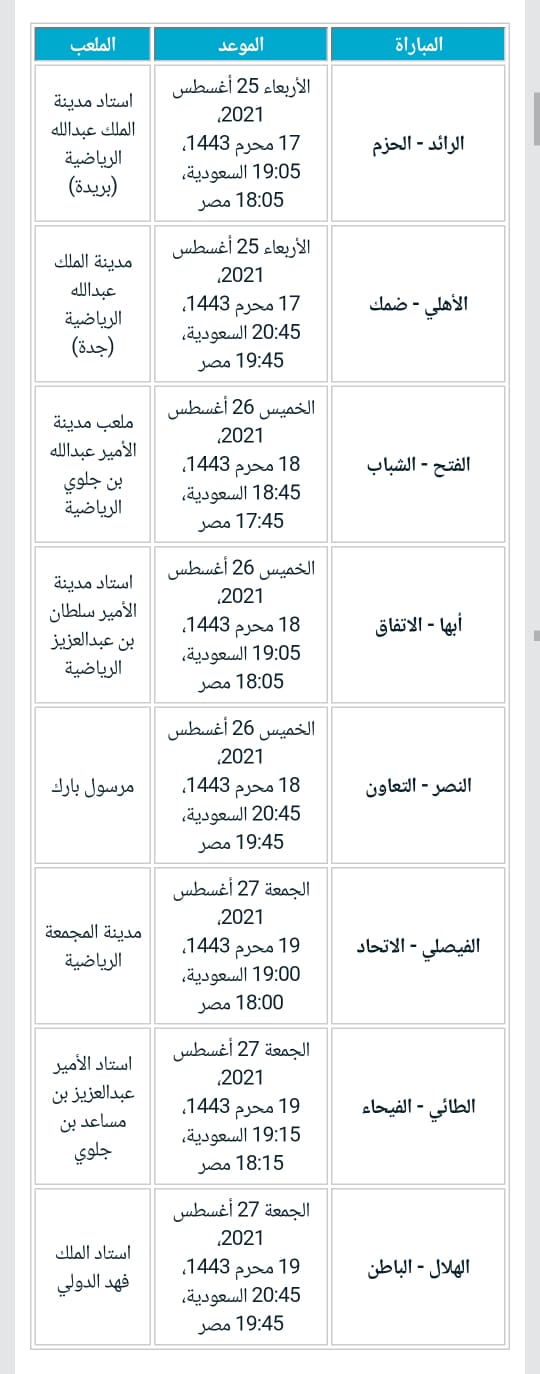 بداية دوري المحترفين السعودي