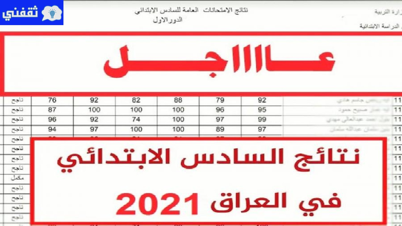 رابط نتائج الصف السادس الإبتدائي بالعراق 2021