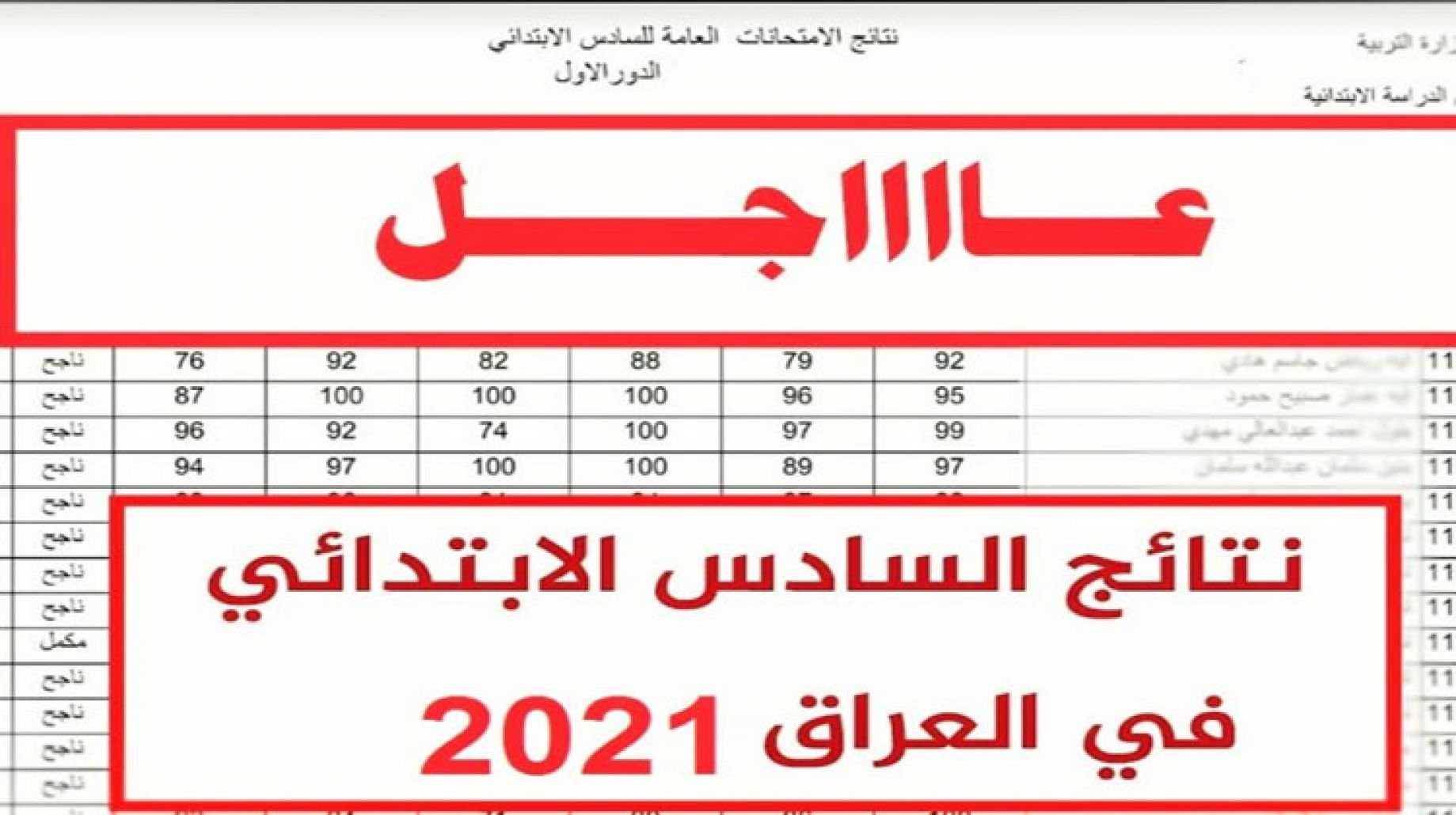 ظهور نتائج السادس الابتدائي 2021 العراق ظهرت الان من خلال موقع وزارة التربية والتعليم