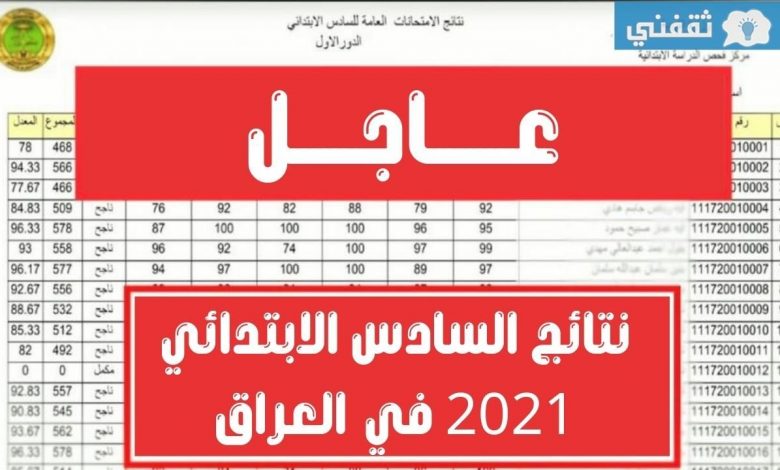 الإعلان عن نتائج الصف السادس الابتدائي العراقي ورابط الدخول على موقع وزارة التربية والتعليم العراقي استعلم هنا