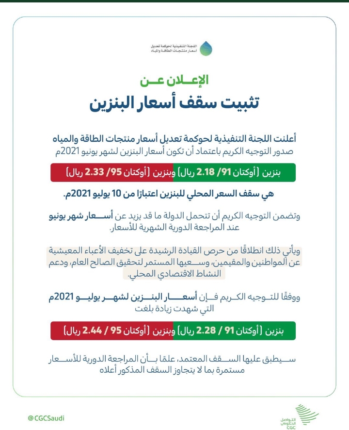 2021 أسعار السعودية البنزين في أسعار البنزين