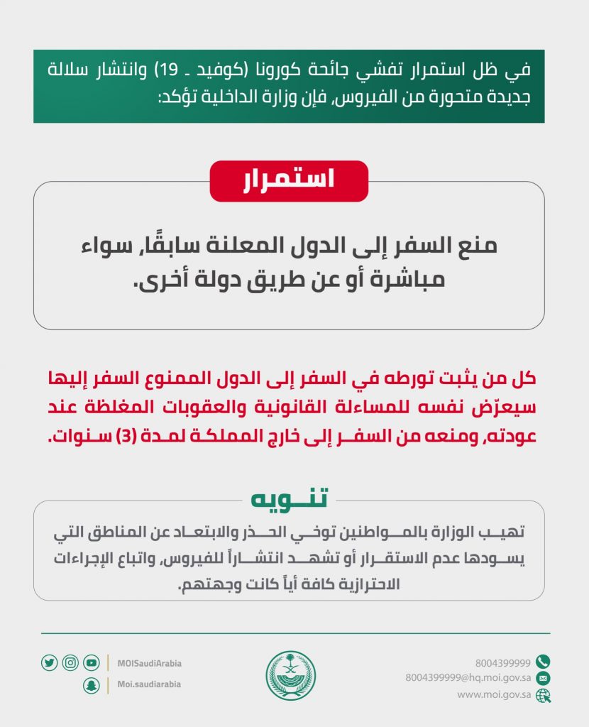 ما هو عقاب المواطنين الذين سافروا إلى دول محظور السفر إليها؟ وزارة الداخلية تجيب