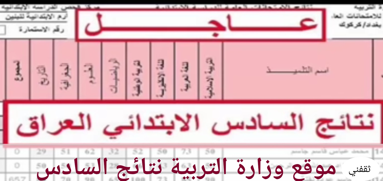 موقع وزارة التربية نتائج السادس