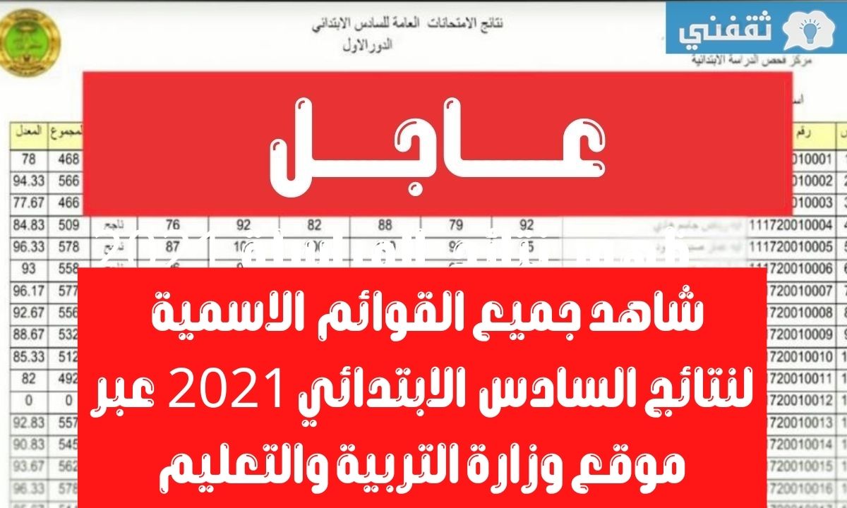 نتائج السادس الابتدائي 2021 الدور الاول عبر موقع وزارة التربية العراقية