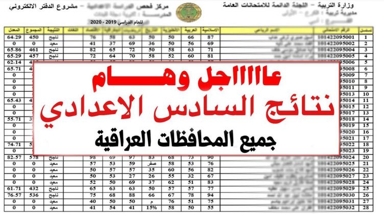 نتيجة الصف السادس الابتدائي بالعراق