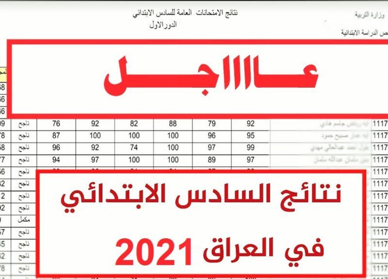 نتائج السادس الابتدائي 2021 "الدور الاول" لجميع الطلاب عبر موقع وزارة التربية والتعليم العراقية