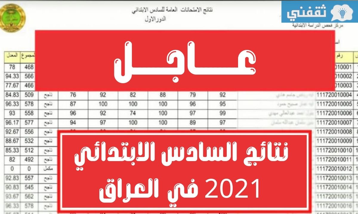 نتائج الصف السادس الابتدائي 2021 جميع المحافظات العراقية على موقع وزارة التربية