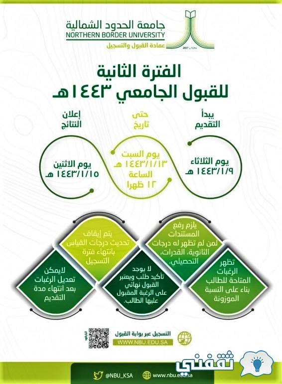 شروط القبول في كليات جامعة الحدود الشمالية