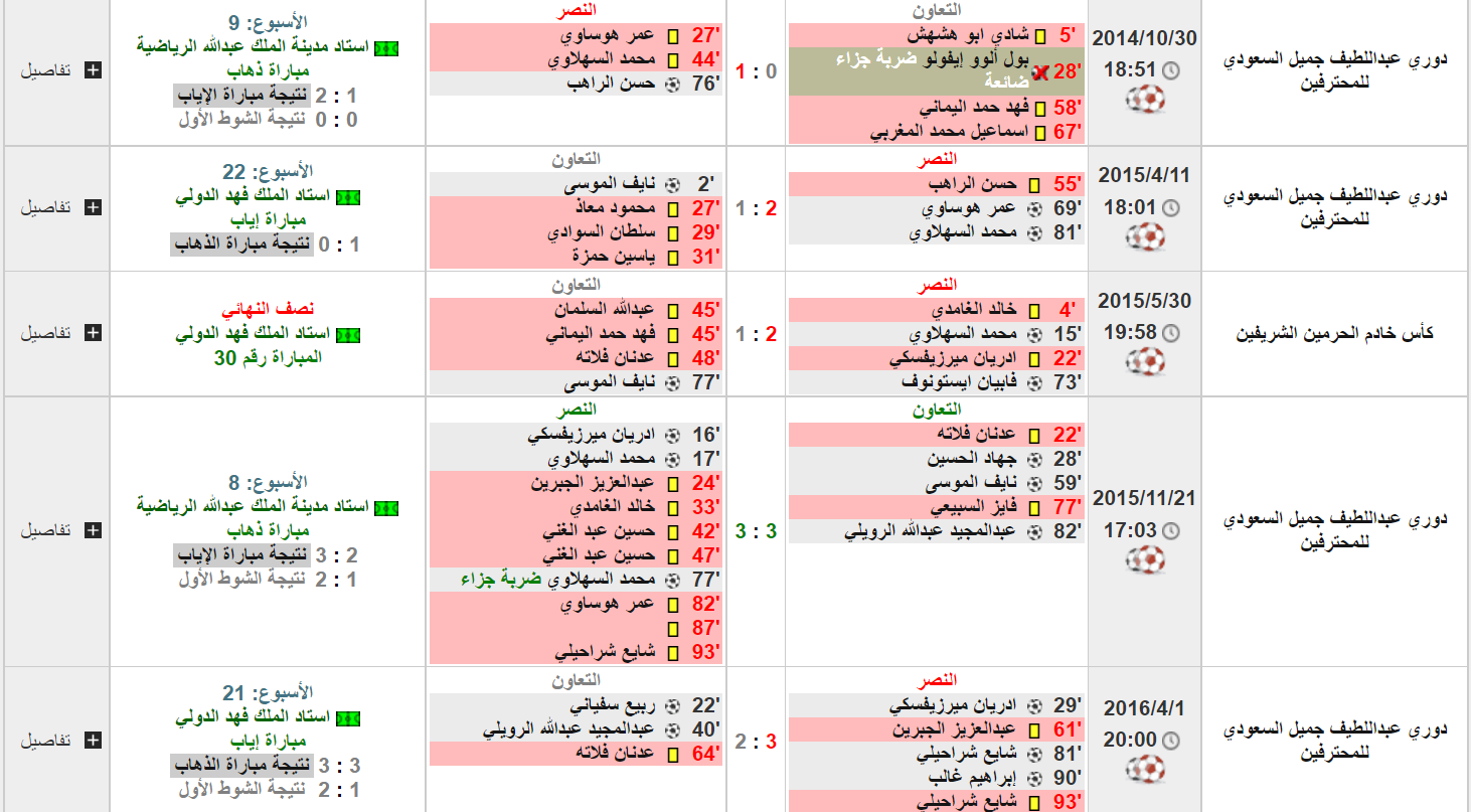 مباراه النصر والتعاون