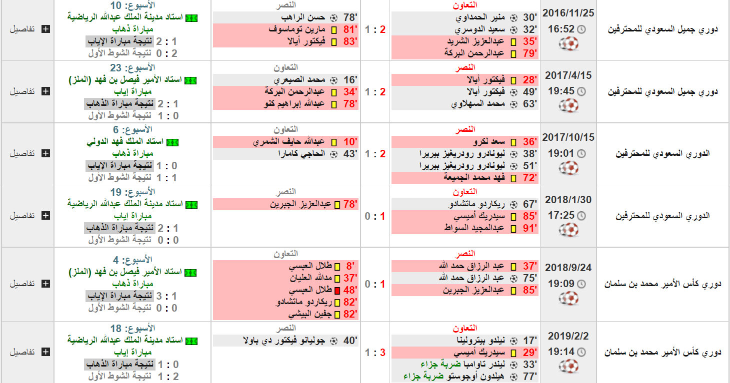 مباراه النصر والتعاون